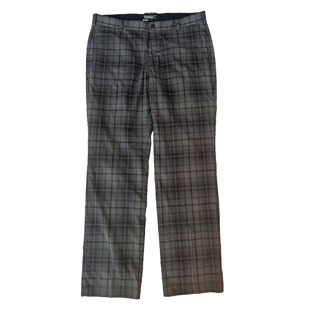 Nike Golf Tour Performance Dri-Fit Pants Men's 36x34 Gray Plaid Straight Leg EUC